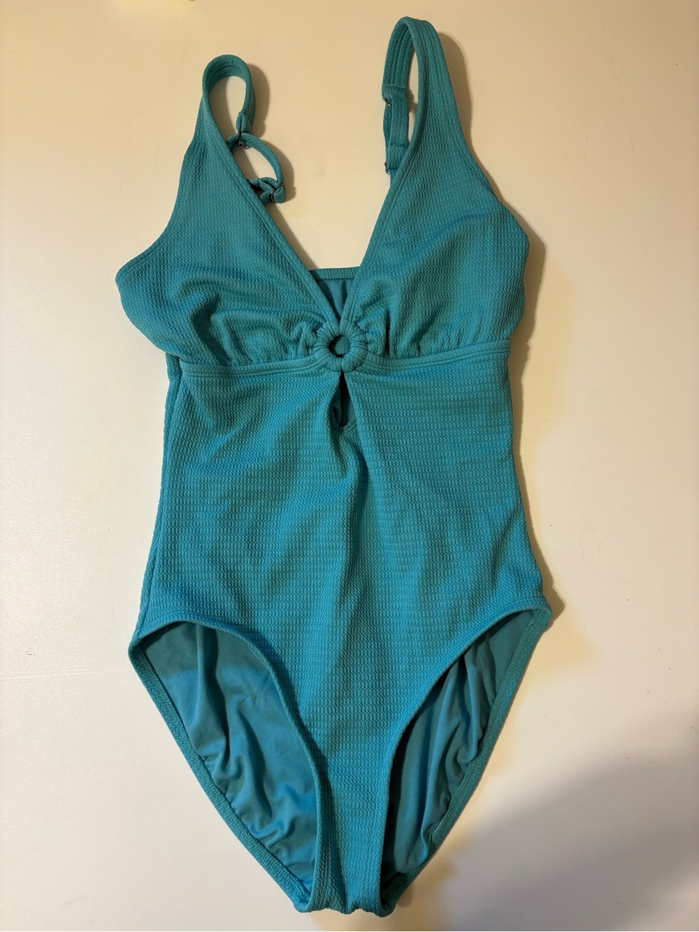 Time and Tru Teal Textured One-Piece Swimwear